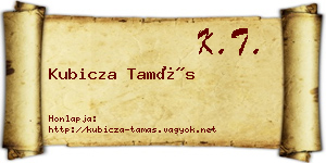 Kubicza Tamás névjegykártya